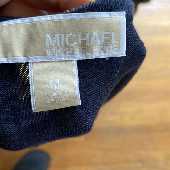 Michael Kors, Black knit tank top, with gold beading around arms and collar. M - Picture 8 of 14